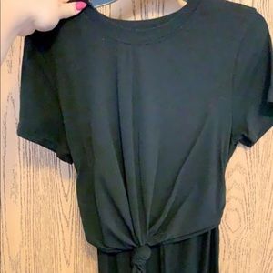 Black dress with tie and cutout